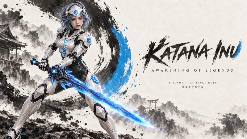 Silver-haired cyborg warrior holding a blue energy blade