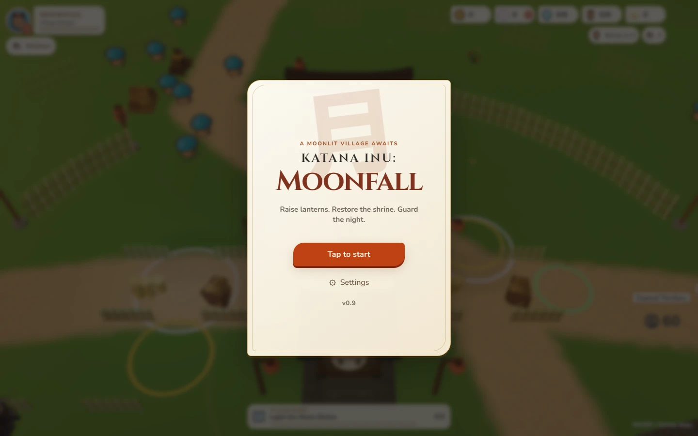 Current Katana Inu: Moonfall title menu
