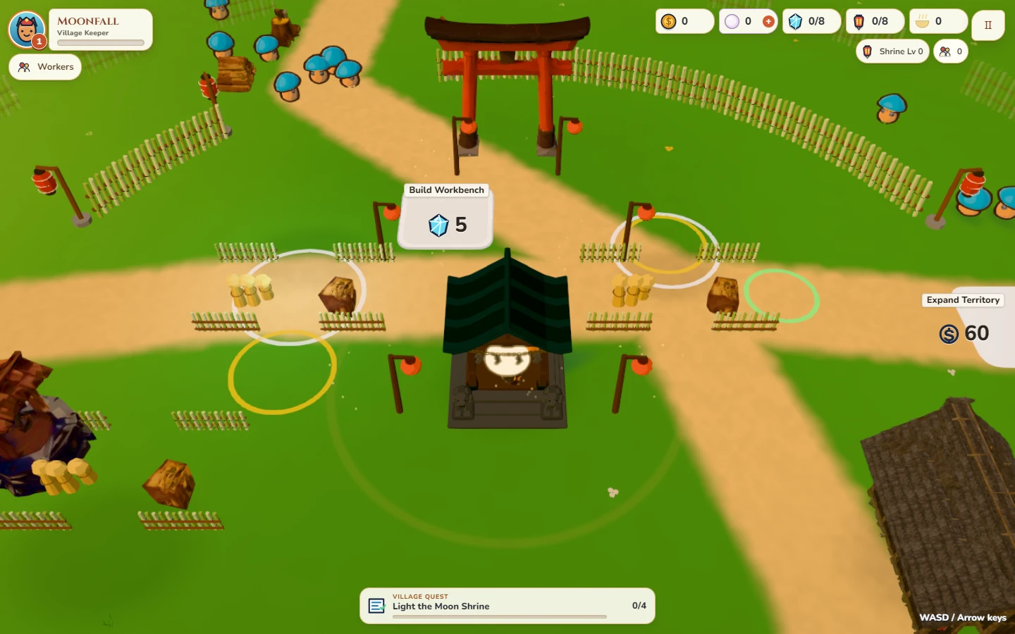 Moon Shrine and workbench pad in the current village build