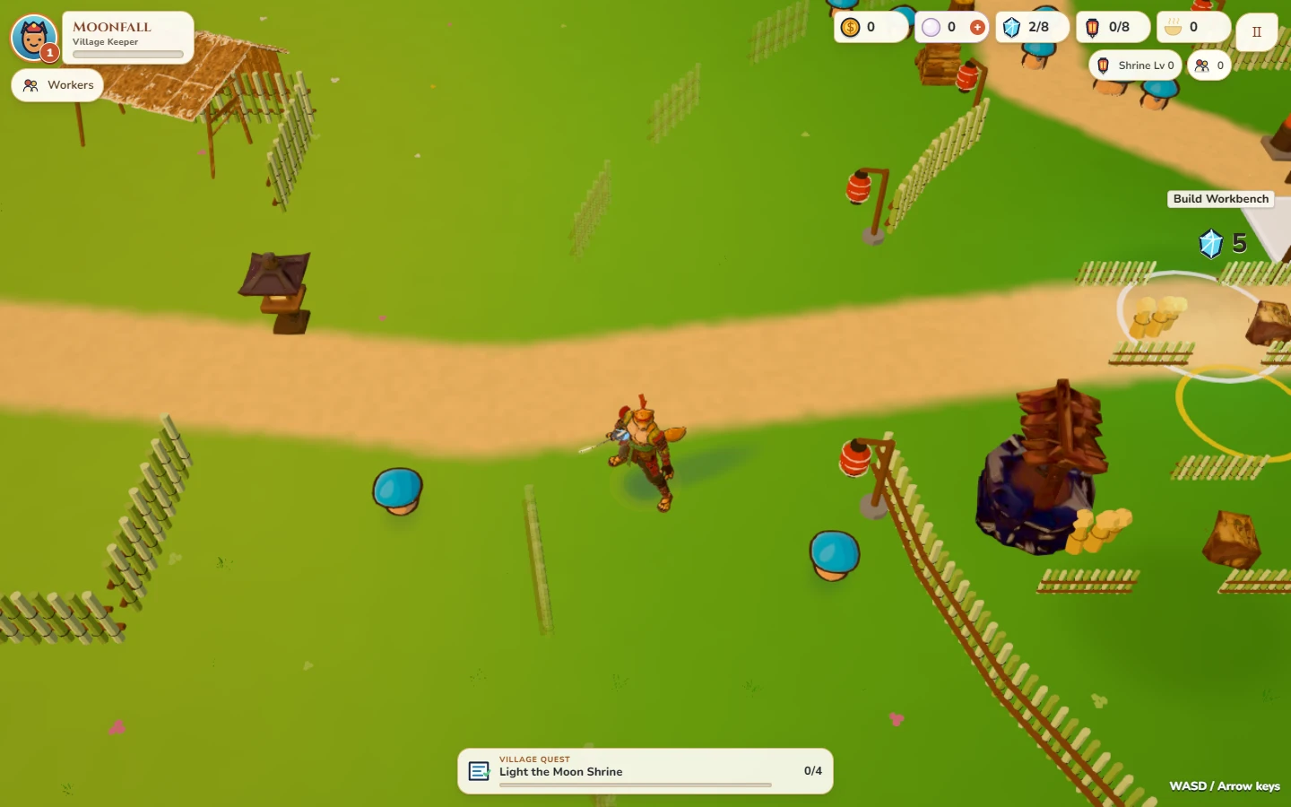 The village keeper fighting Lumis near the construction area